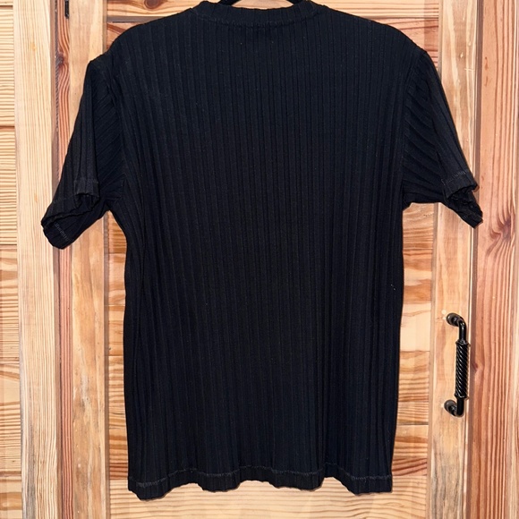GOOD AMERICAN BLACK RIBBED BOYFRIEND TEE SIZE 1/2 - Picture 5 of 5